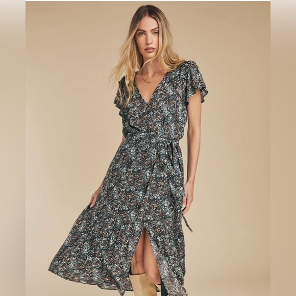 Gentle Fawn Renata Floral Dress Green Purple - Picture 1 of 10